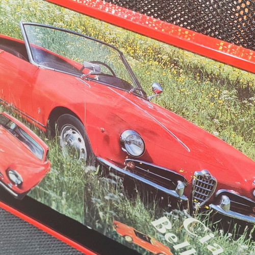 Alfa Romeo Giulietta Spider retro poster "Ciao Bella" with frame and protective glass