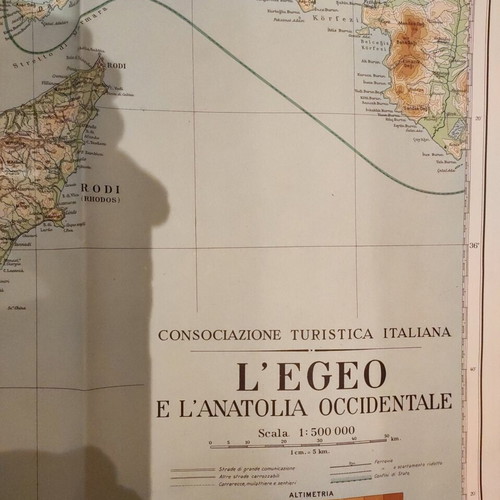 Italian map 1941 L'Egeo e L' Anatolia Occidentale used, Aegean and Western Anatolia