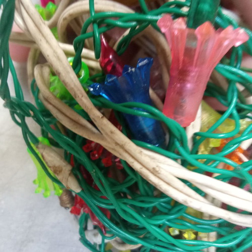 Christmas lights used, vintage 1960s decoration set needing repair