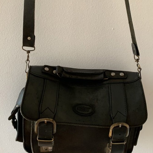 Kouros leather shoulder bag used, black