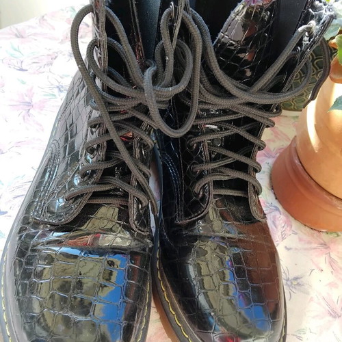 Crocodile Patent Leather Boots Black Like New