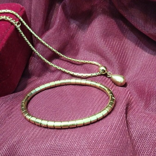 Gold-plated stainless steel necklace and bracelet new