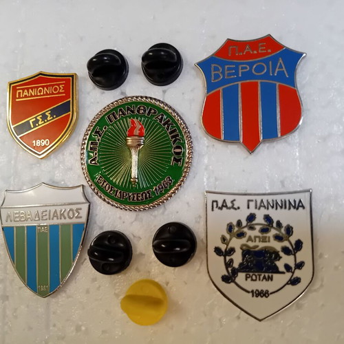 Collectible metal pins Panionios Panthrakikos Veria PAS Giannina Levadeiakos new