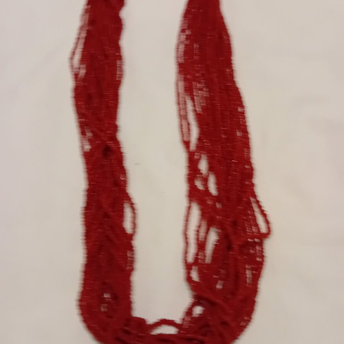 Red multilayer necklace with tiny beads used