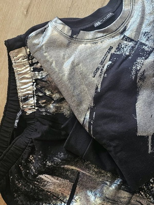 Zara set pants and pullover like new, black and silver size L