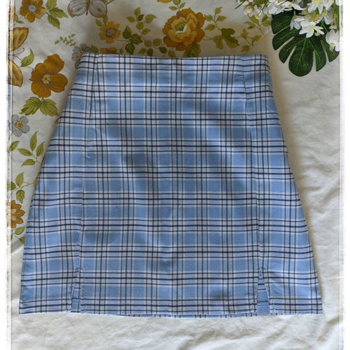 Coquette Mini Skirt used, blue checkered, size 36
