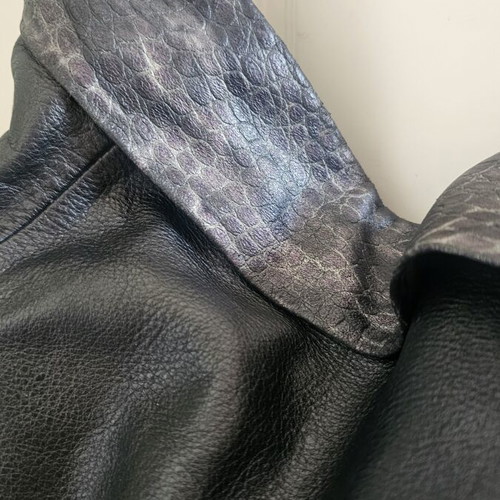 Leather shoulder bag used, black and gray
