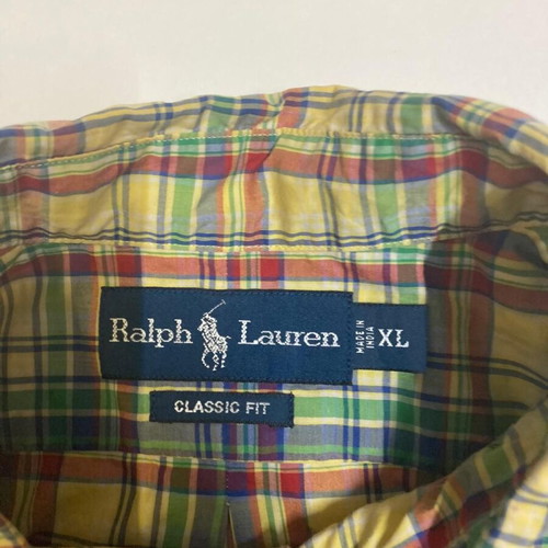 Ralph Lauren Y2K 90s Fun Oxford Yellow Blocked Short Sleeve Shirt XL