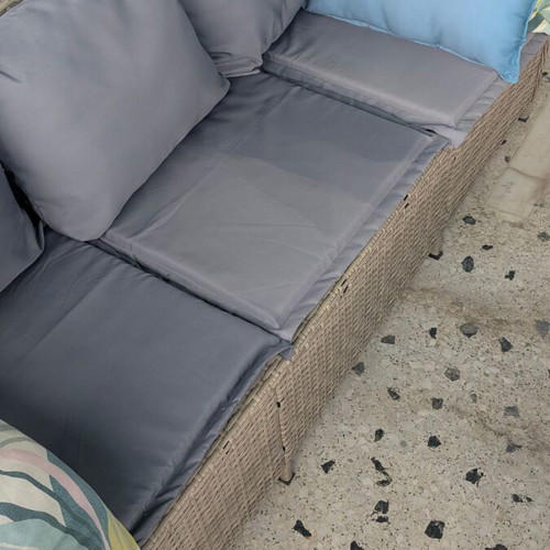 Veranda sofa new, three-seater with cushions