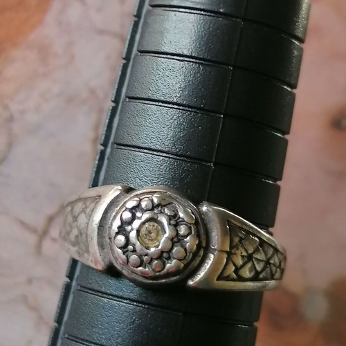 Men's Silver 950 Vintage Style Ring with Zircon New No 62 (US 10.5)