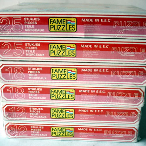 Vintage 80's Kitty Puppy Kids Sarah Kay Fame puzzles sealed, pack of 6
