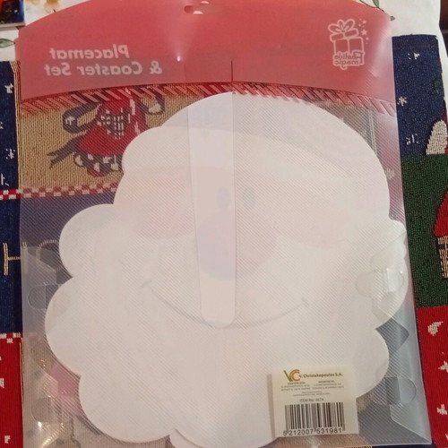 Christmas placemat and coaster set with Santa Claus, new, 8 pieces