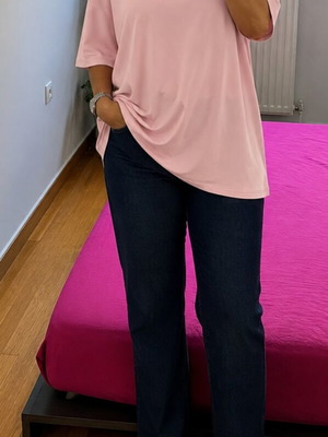 Pink V-neck blouse, XXL size