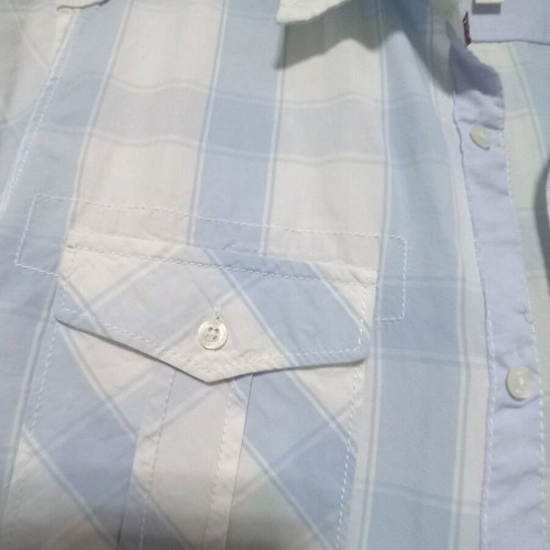 Paper Denim & Cloth Men's Short Sleeve Shirt new, size M, white blue