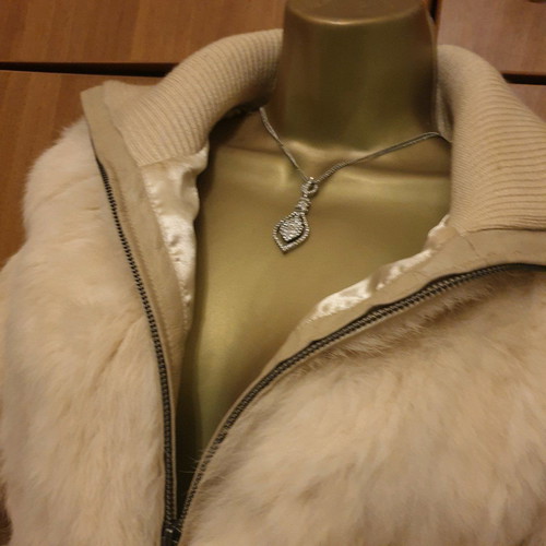 Fur coat made of real rabbit fur used, size small, beige
