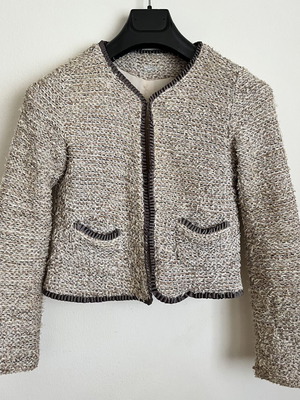 Elegant short jacket in embossed tweed fabric, size XXS, like new