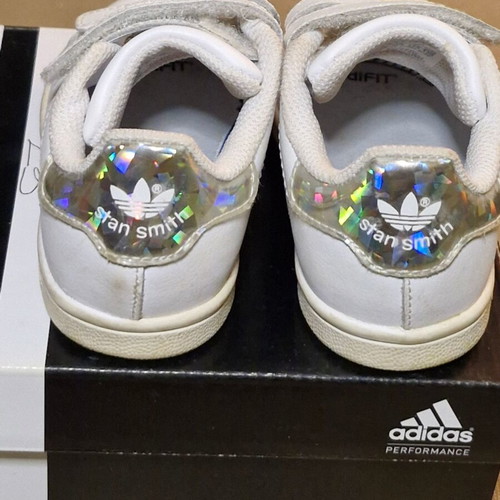 Adidas Stan Smith CF kids sneakers size 23, white with iridescent detail