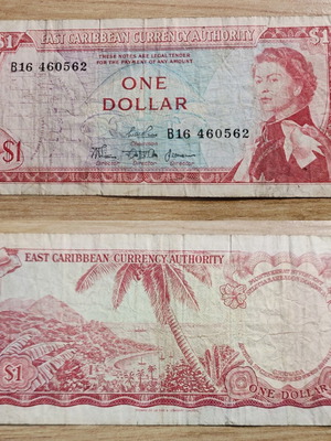East Caribbean 1 Dollar banknote used from 1965