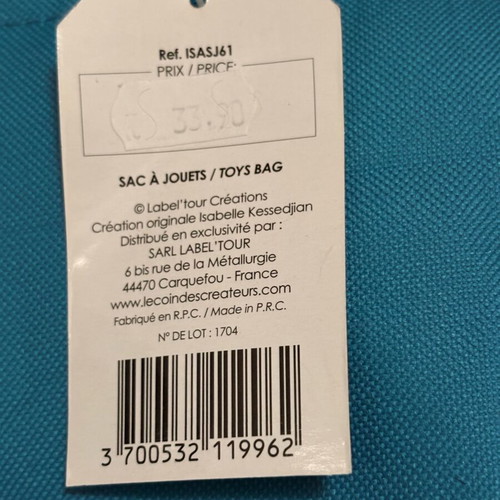 Label Tour toy storage bag new condition
