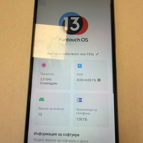 Vivo Y33s smartphone like new, 128GB, dual SIM, blue