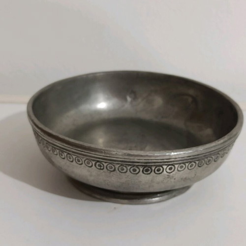 Tin bowl new with engraved design