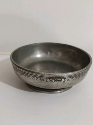 Tin bowl new with engraved design