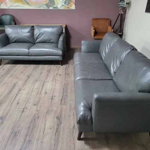 Gray leather sofa set three-seater and two-seater new