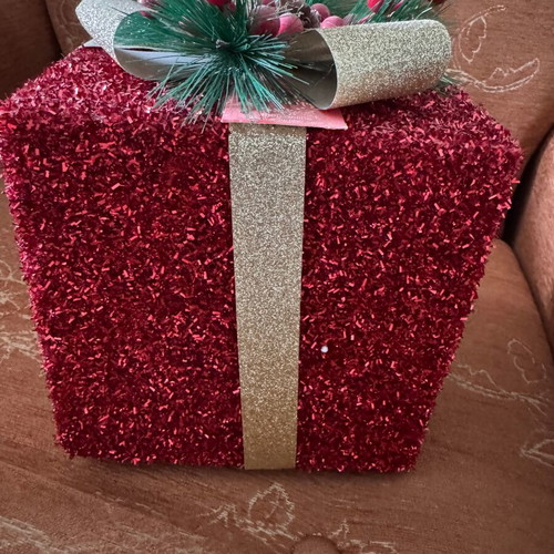 Christmas decorative gift like new, medium size, red with gold ribbon