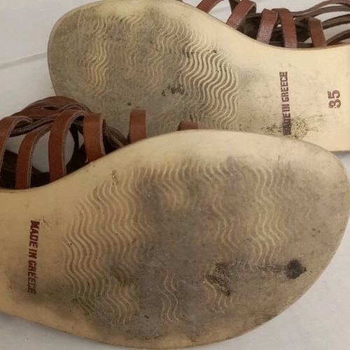 GES leather sandals used, ancient Greek style, brown, size 35