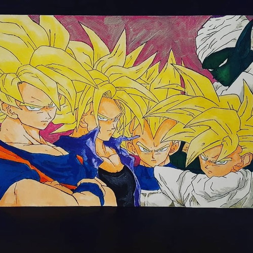 Dragon Ball drawing new with acrylics, ink and colored pencils