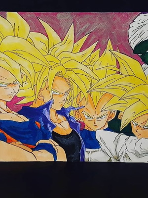 Dragon Ball drawing new with acrylics, ink and colored pencils