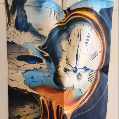 Fabric shoulder bag new with design inspired by Dalí's artwork