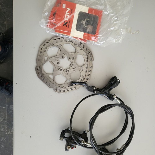 Hydraulic bicycle disc brake sets used, pack of 11 with rotors