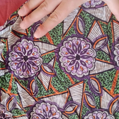 Off-shoulder top used, one size, multicolored with purple