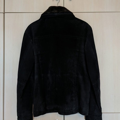Suede coat Vera Pelle black used, size M, detachable fur