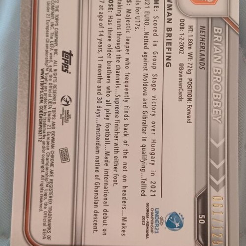 2022-23 Road to Euro U21 Championship Aqua Refractor RC 1st Bowman card like new
