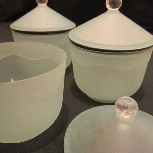 Set of 3 plastic jars with lids used, sky blue