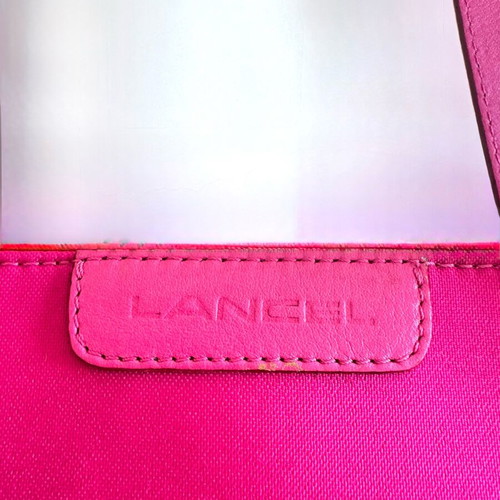 Lancel tote shoulder bag canvas-leather like new, pink