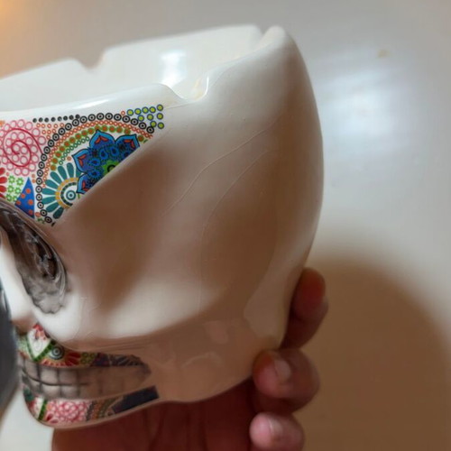 Ceramic Sugar Skull Ashtray Mexican Style