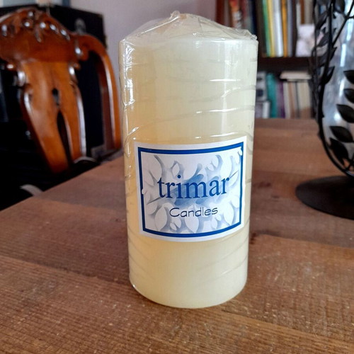 Trimar glass and metal candlestick new with candle