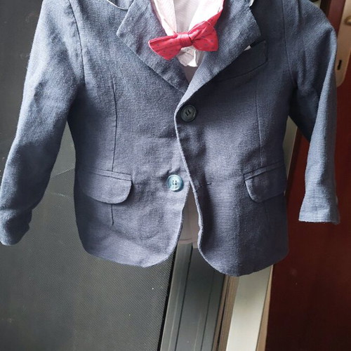 Marasil baptism set 12 months like new with shirt and bow tie