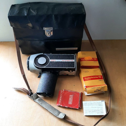 Eumig Viennette Super 8 camera used with case and Kodak film