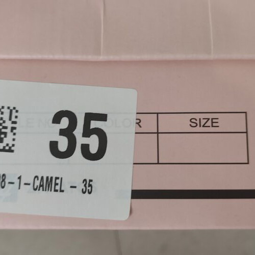 Women's camel ankle-strap sandals size 35 new, 8 cm heel