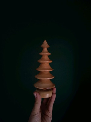 Turned Christmas tree made of natural pine wood new