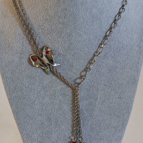 Long necklace with silver butterfly like new