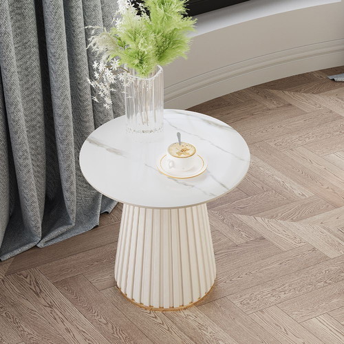 Modern luxury side table with shiny sintered stone, new