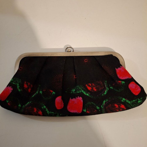 Women's fabric handbag new, black and red