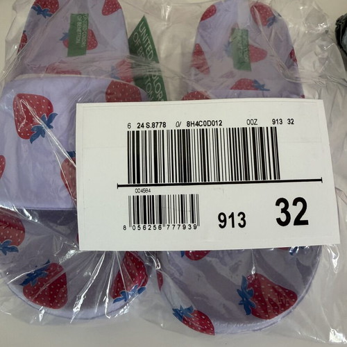 Benetton slippers size 32 new purple with strawberries