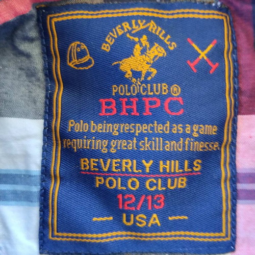 Beverly Hills Polo Club plaid shirt new, 100% cotton, XS