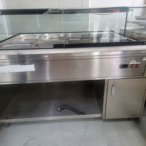 Professional catering equipment used, set with display cases, bain-marie and freezers